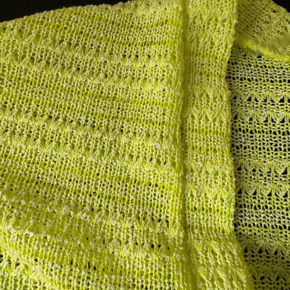 Anthropologie Astrid Open Knit Kimono Cardigan Neon Yellow Green One Size - Picture 6 of 7